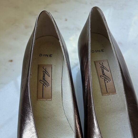 New Amalfi Dine Women's Metallic Leather gold Bronze Flats 7.5 AA narrow - Picture 2 of 8